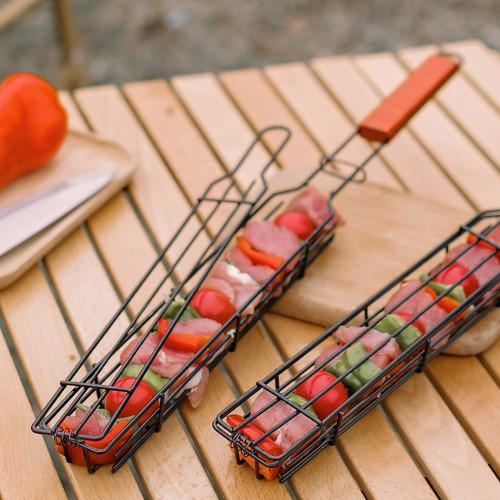 Utendørs BBQ Grillkurv Grillbur Piknik Grillnett Campinggrill