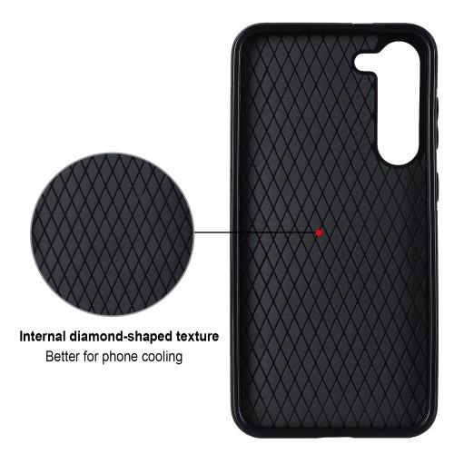 Til Samsung Galaxy S23 Rhombus Rhombus Mønster Deksel FingerRing - Rose Gull