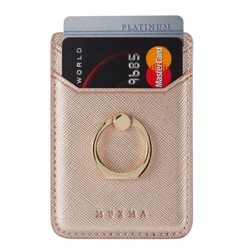 MUXMA Kortholder Ringstativ RFID - blokkerende kredittkort - Rose Gold