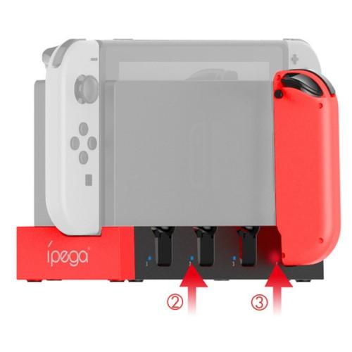 Kompatibel med Nintendo Switch IPEGA JoyCon 4 slots Dock - opladerindikator