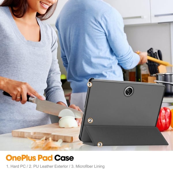 Til OnePlus Pad Tri - fold Stand Wake/Sleep Cover Tablet - etui - Grå