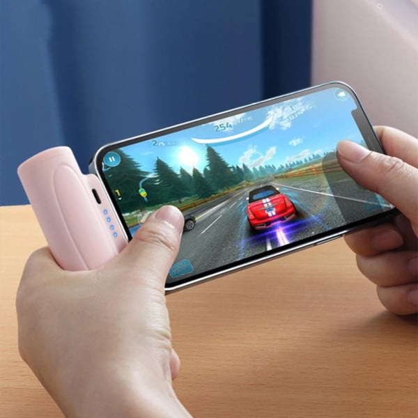 5000mAh bærbar telefonoplader USB - C med lommelygte