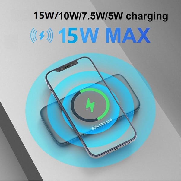 Bærbar Lader Powerbank 10000mAh QI 15W PD 20W/QC 22.5W - Hvit
