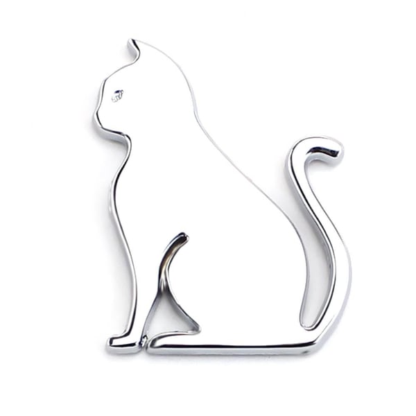 Metal Cat Sticker Støtfangerklistremerke Selvklebende dekorasjon - Sølv