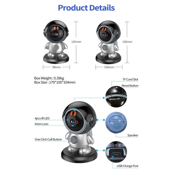 ESCAM Kameraovervåking Robotman WiFi IP - kamera Hjemmesikkerhet