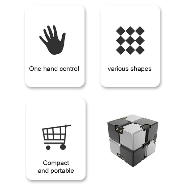 Fidget Toy Infinite Cube Stressaflastende Flip - blok - Sort