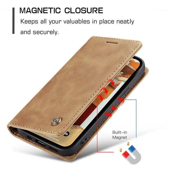 CASEME Lommebok - deksel iPhone 15 - Brun