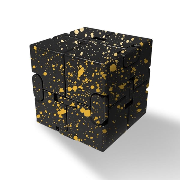 Fidget Toy Infinite Cube Stressaflastningsflipblok - sort - gul