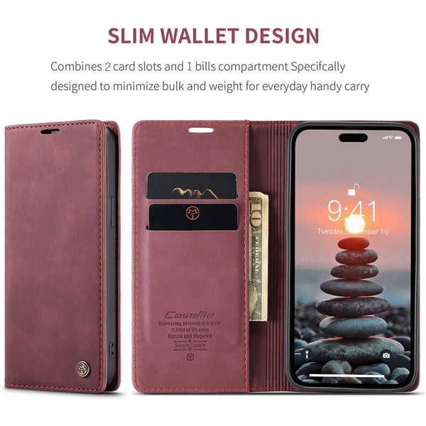 CASEME Lommebok - deksel iPhone 15 Pro Max - Rød
