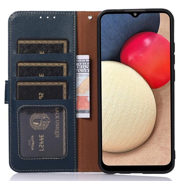 KHAZNEH til iPhone 15 Plus Lommebok - deksel - Blå/Brun