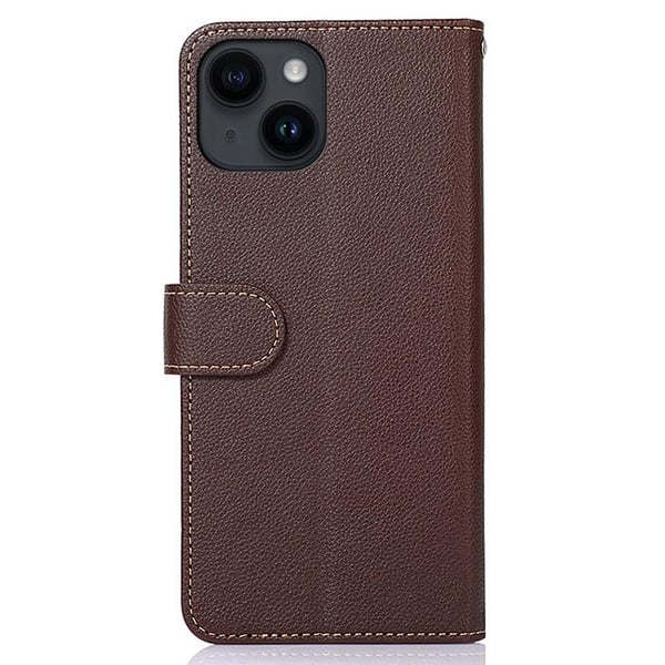 KHAZNEH telefoncover til iPhone 15 Plus - brun/blå