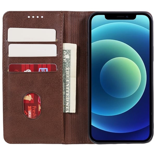 Wallet Stand Telefontaske til iPhone 15 Pro Cell Cell Cover - Kaffe