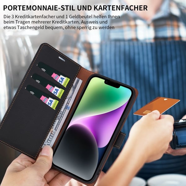 Til iPhone 15 Pro Max Retro Lommebok - deksel/Deksel - Svart