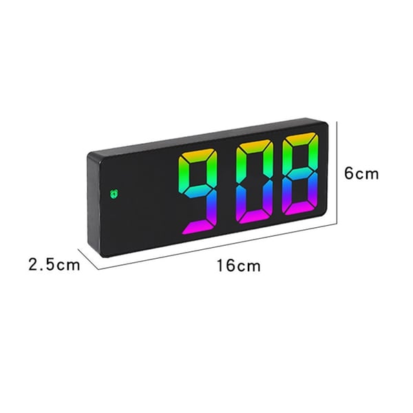 LED Klokke Elektronisk Digital Vekkerklokke Fargerik 12/24H Hvit