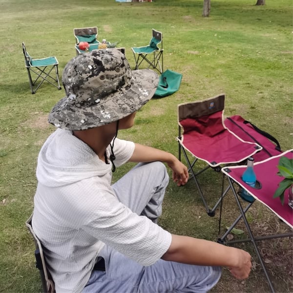 Camouflage bøttehatte med myggnett Campingfiske - Grønn
