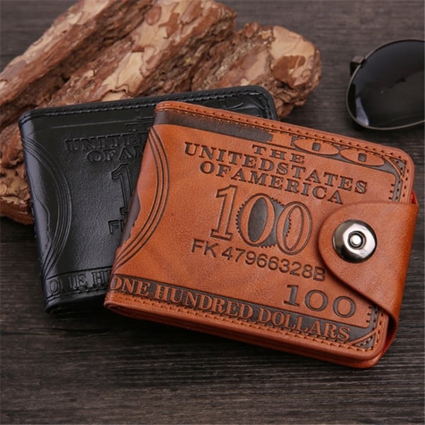 Wallet Exchange 100 Dollar Bill Money Bifold Kortholder - Svart