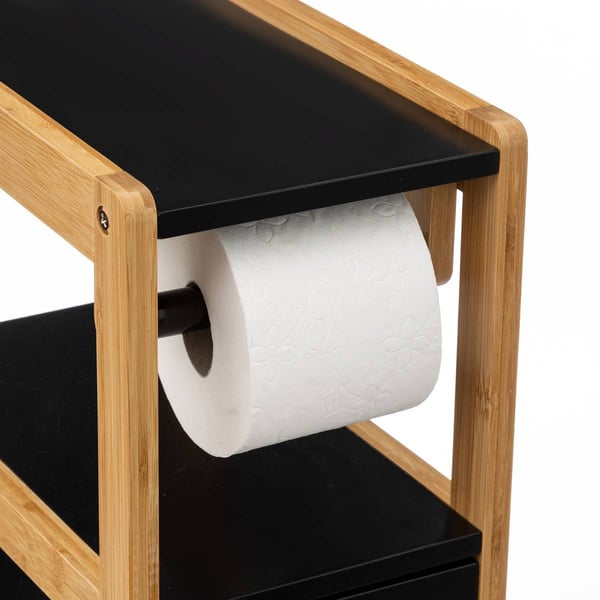 Toiletrulleholder Skab - Med Opbevaring - Sort