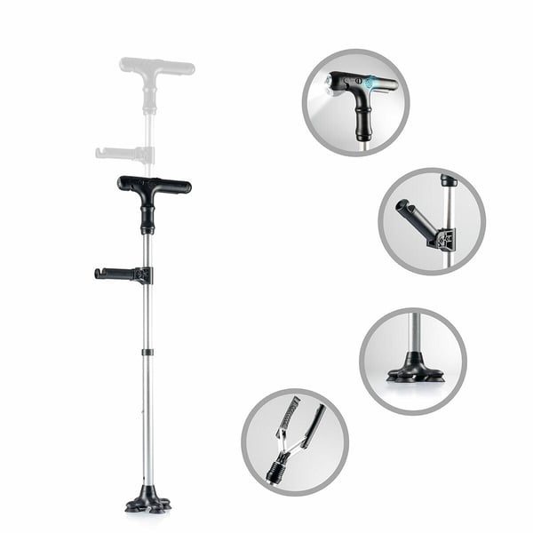 Utdragbar Käpp med LED, Larm och Mekanisk Hand