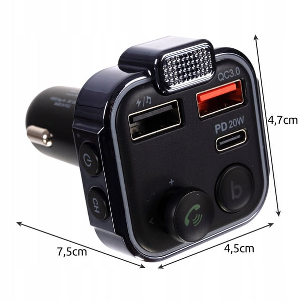 Bluetooth-sender med biloplader 12 V / 24 V