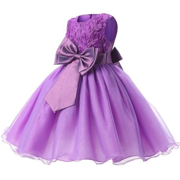 Iltapuku rusetilla ja kukilla - Violetti (130)