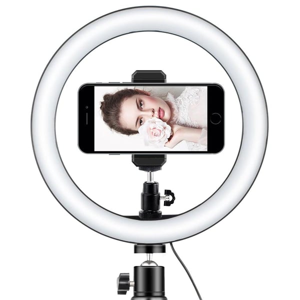 Selfie-valo / Rengasvalo (26 cm), jalusta ja kiinnikettä