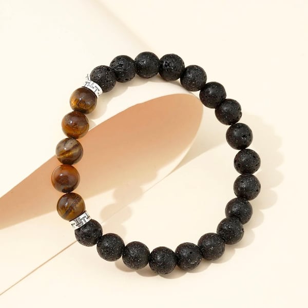 Armband med vulkansten - Brun