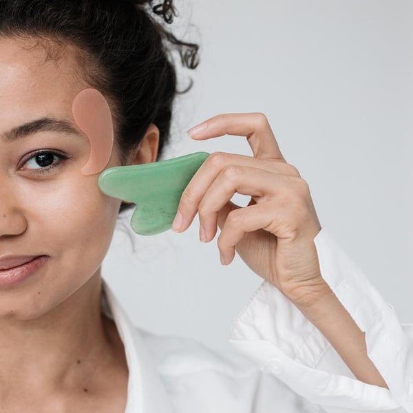 Gua Sha-Stein For Ansiktsmassasje - Grønn