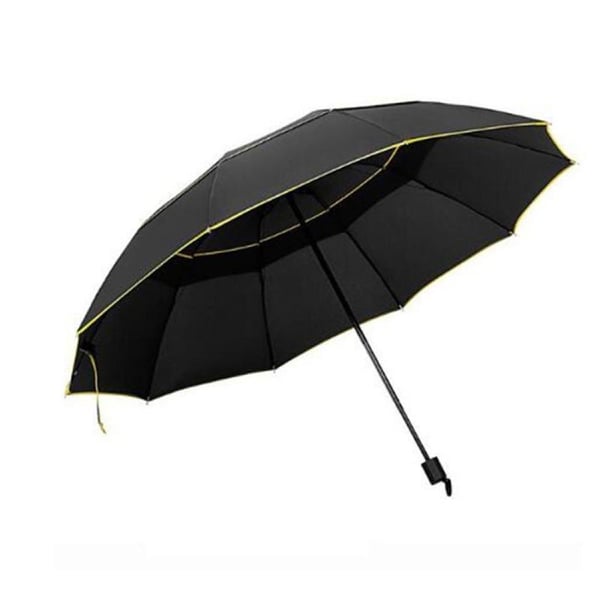 Paraply, Kompakt - 130 cm - Sort / Gul