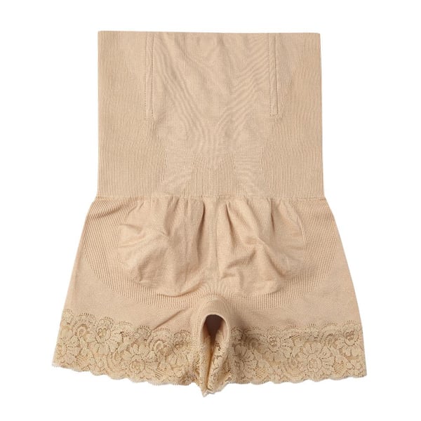 Shapewear Shorts, Høy Midje, Blonder - Beige