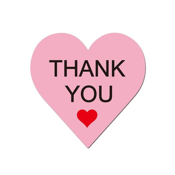 100x hjerteformede klistremerker - Thank You