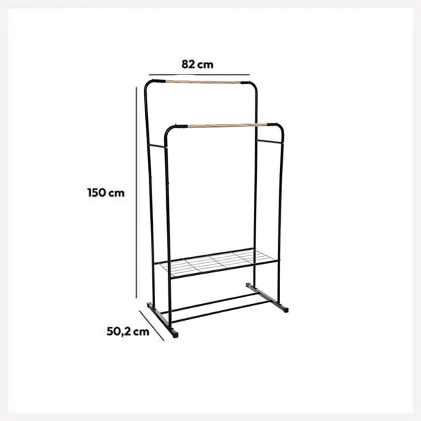 Tøjstativ af metal - sort - 80 x 50 x 150 cm