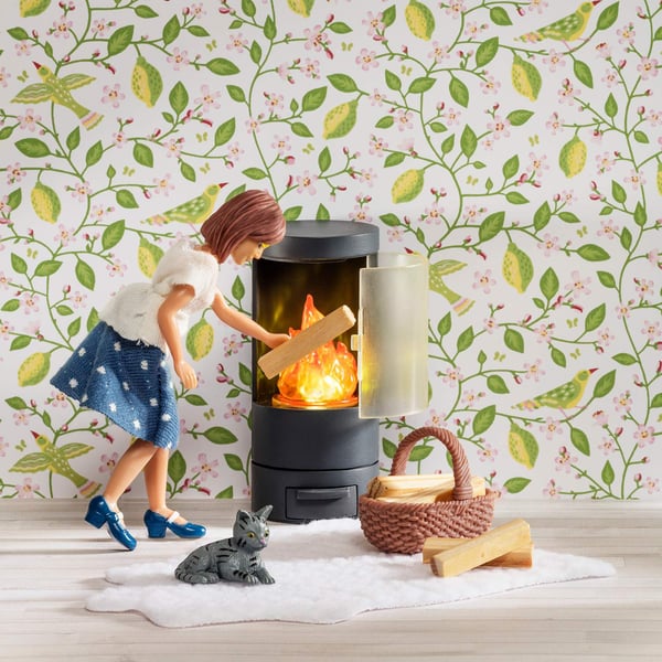 Lundby Braskaminset med ljus