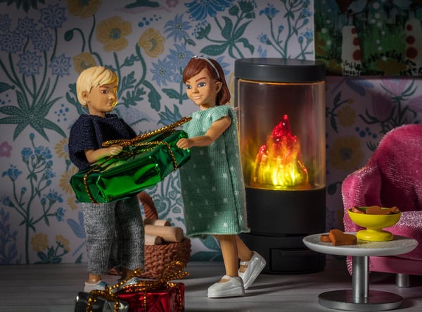 Lundby Braskaminset med ljus