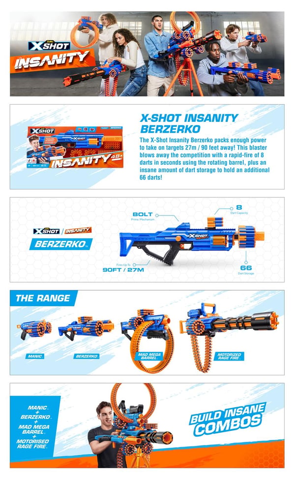 X-Shot Insanity Berzerko 48 tikkalla