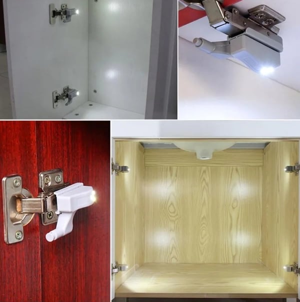 3-Pack Universal LED Hengsel Sensor Skap Garderobe Garderobe Nattlys for kjøkken