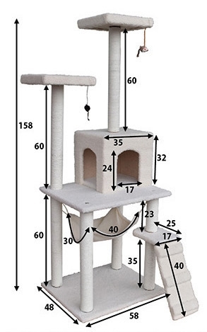Kattetre - 158cm - Ripestolper - Ripemøbler