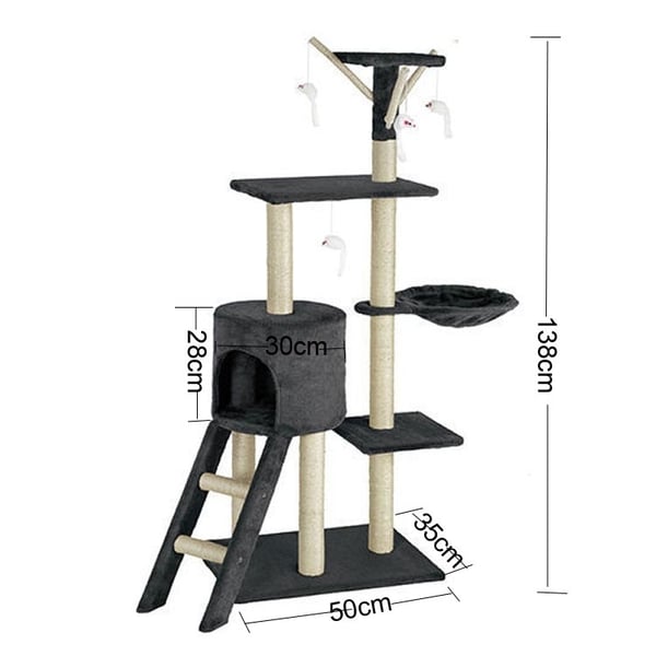 Kattetræ - 138cm - Kradsestolper - Kradsemøbler