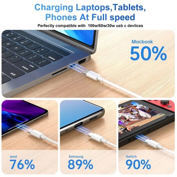 2-PACK 2 metrin pikalatauskaapeli USB-C - USB-C
