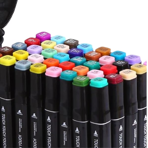 80-Pack - Tuschpennor med Fodral - Dubbelsidiga - Pennor