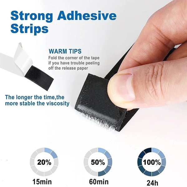 Velcro med selvklæbende tape 2cm x 8m