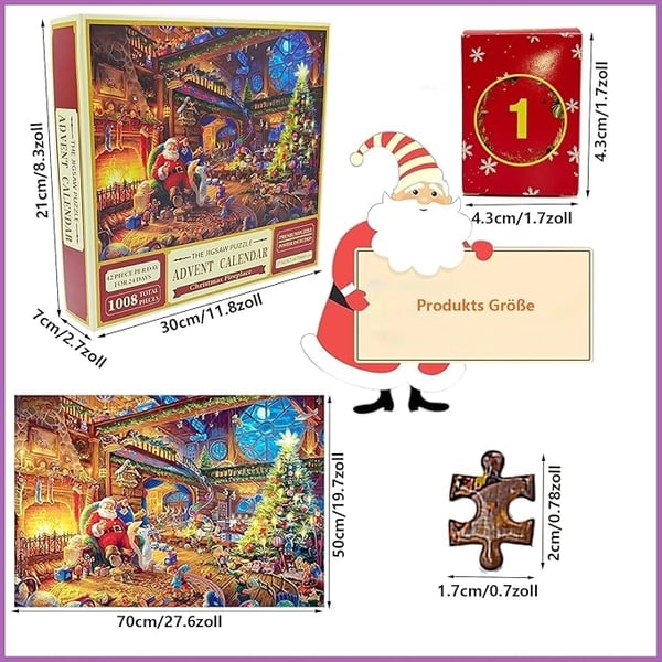 Puslespill adventskalender 2024 - Julepuslespill med 1008 brikker