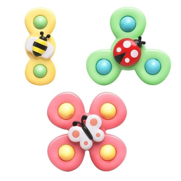 3-Pack Baby Fidget Spinners med Sugkopp – Roliga och Utvecklande Leksaker