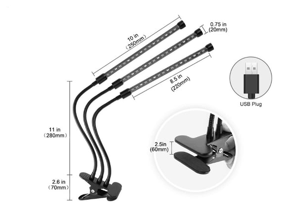 Plantelampe, 60 LED fullspektret vokselampe Plantelys Plantelampe 3 timere