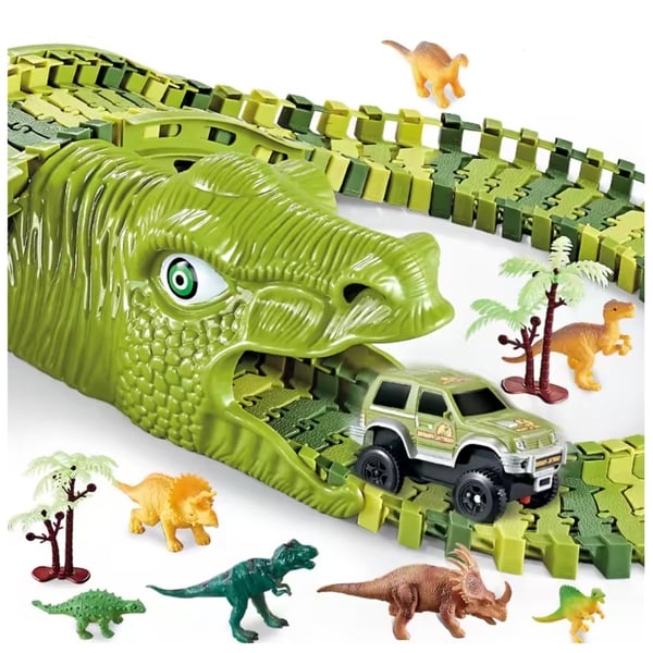 Stor Bilbana för Barn - Dinosaurie 240 delar – Stort lekset bil & dinosaurier