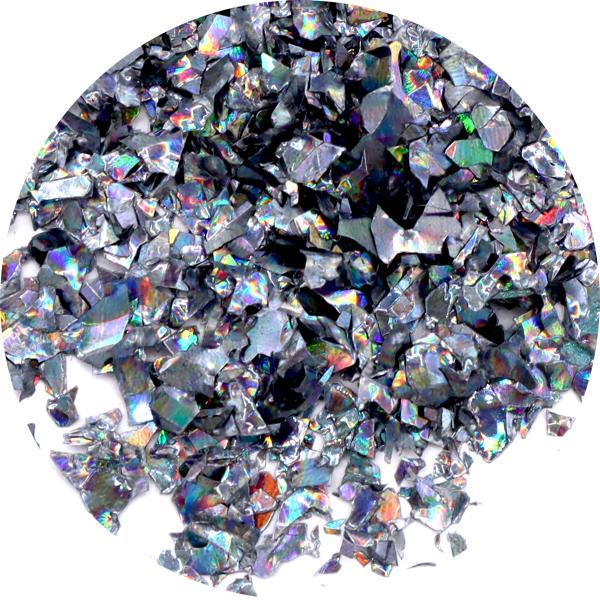 Nail Glitter - Flakes / Mylar - Grå - 8ml - Glitter
