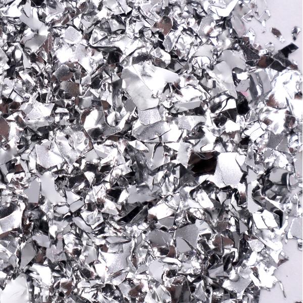 Negleglitter - Flakes / Mylar - Sølvmetallic - 8ml - Glitter