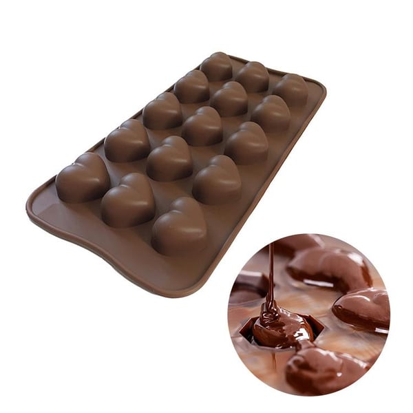 Is/Sjokolade/Geléform med 15 hjerter - Iskremform - Pralinform