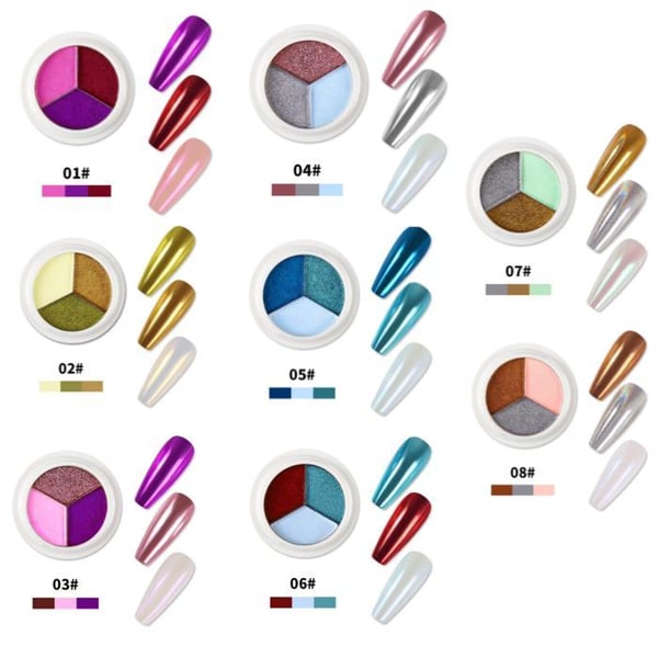 Magic Mirror Solid Nail Glitter Powder - Pigment - Negledekorasjoner