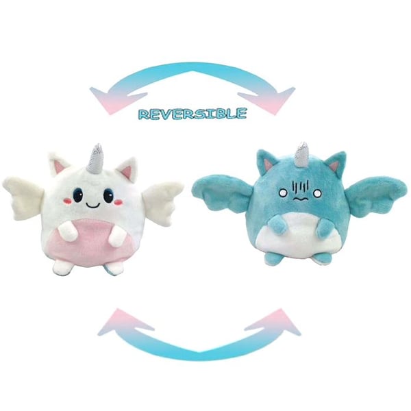 Dubbelsidig vändbar Enhörning plyschleksaker, Reversible Unicorn