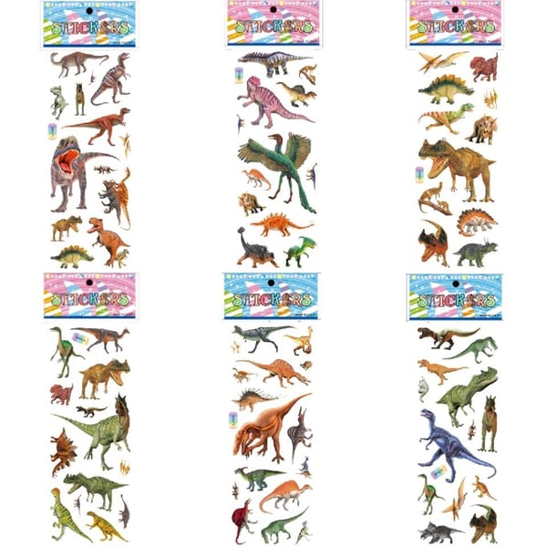 12 ark med klistremerker - dyremotiver - Dyr/dinosaurer